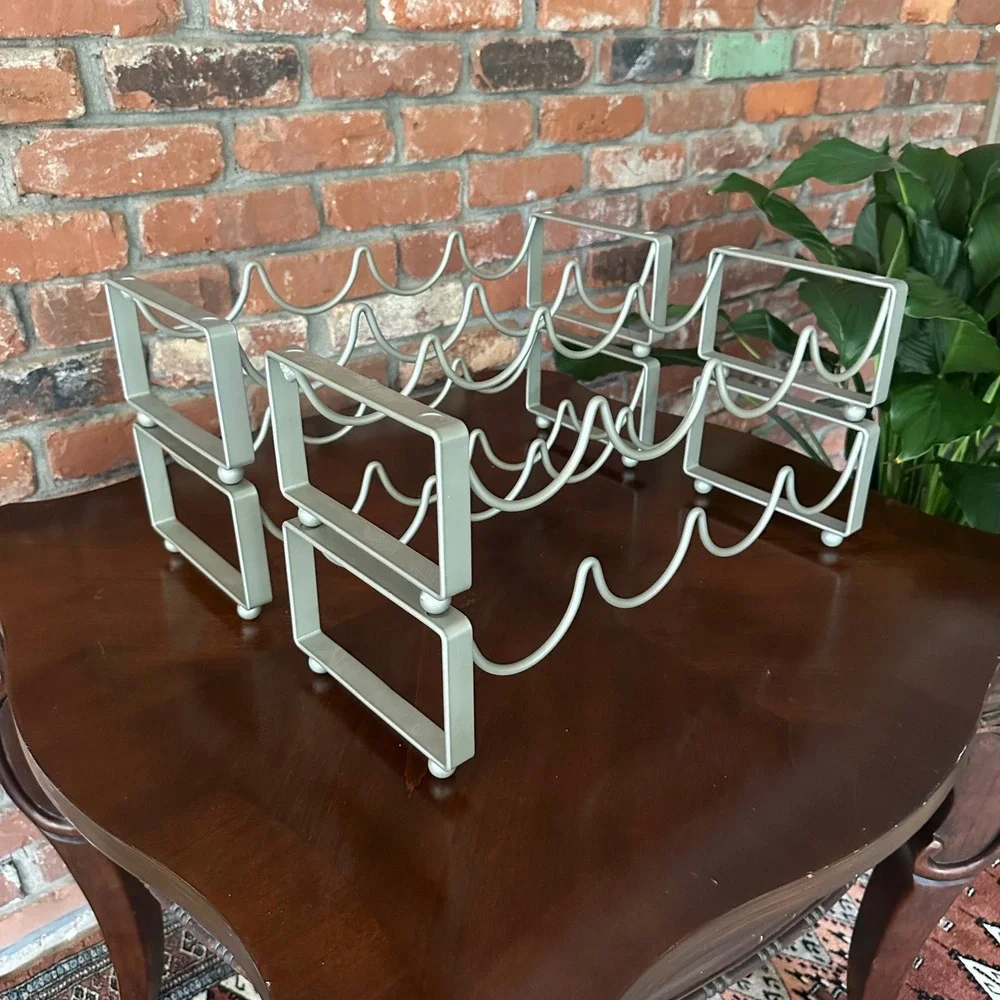 4-Tier Wrought Iron Stackable Wine Rack 16 Bottle Gray Pier 1 Style